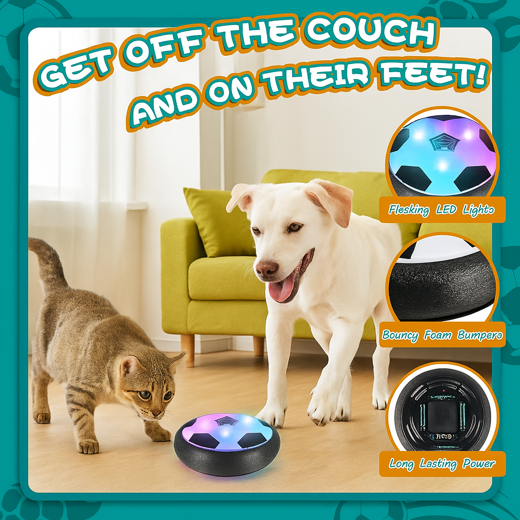 Interactive Cat and Dog Soccer Ball toy – Rechargeable Hover Soccer Ball with LED Lights & Motion Sensor