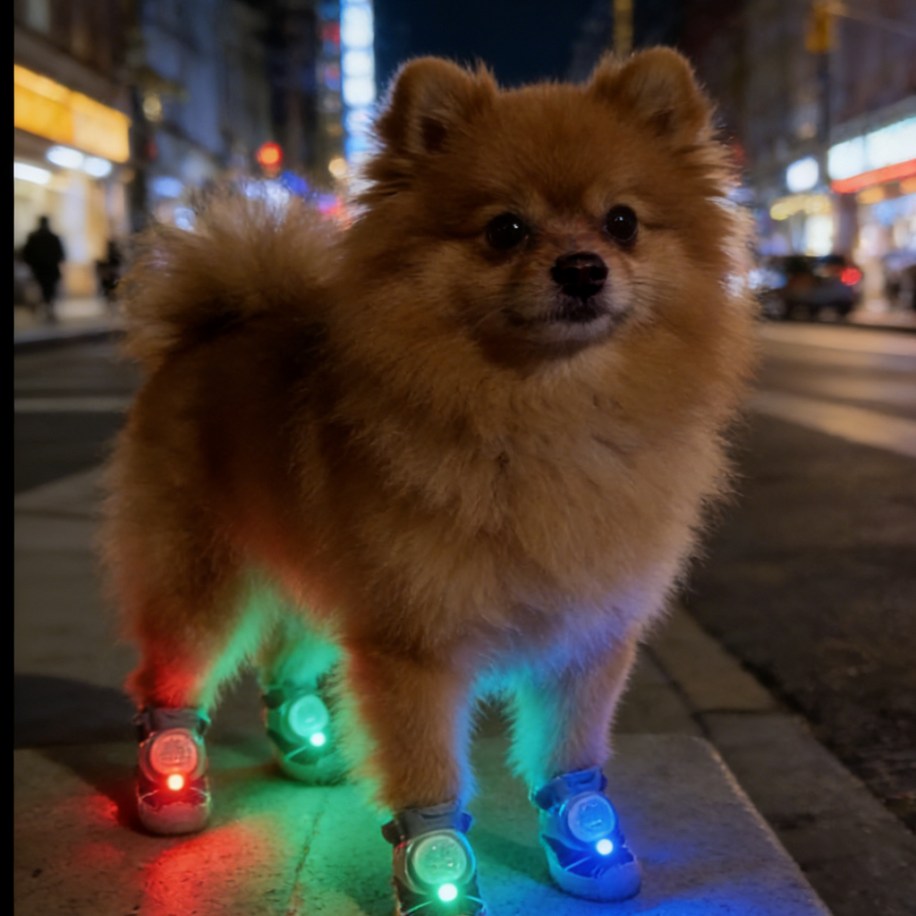 2026 Glowing Dog Shoes with LED Light （4pcs）Light up dog shoes Anti-Slip Sole Paw Protector Booties for Small Medium Dogs Hot Pavement Safety