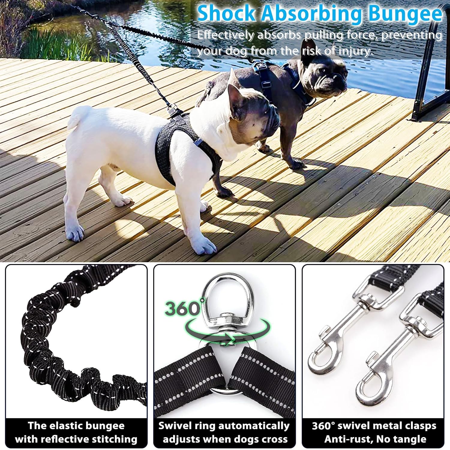 Tangle-Free Dual Leash for Two Dogs,16ft ,110bl