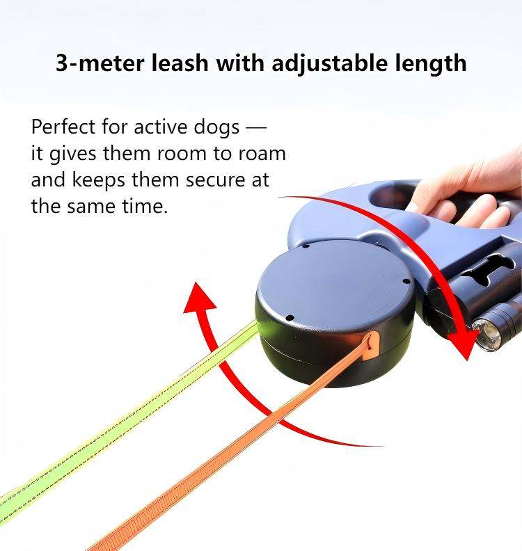 Tangle-Free Dual Dog Leash with 360° Swivel Head – For 2 Small to Medium Dogs (30 lbs)