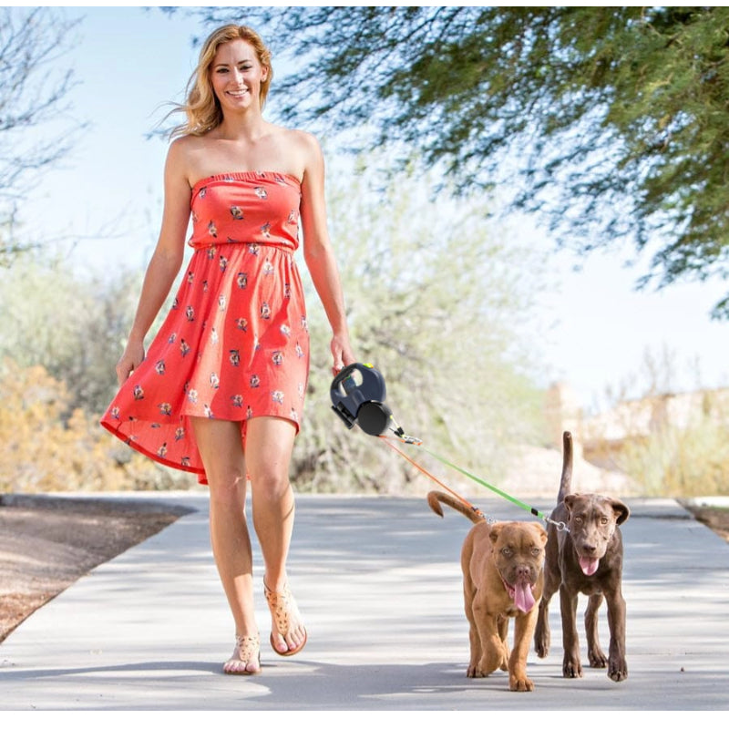 Tangle-Free Dual Dog Leash with 360° Swivel Head – For 2 Small to Medium Dogs (30 lbs)